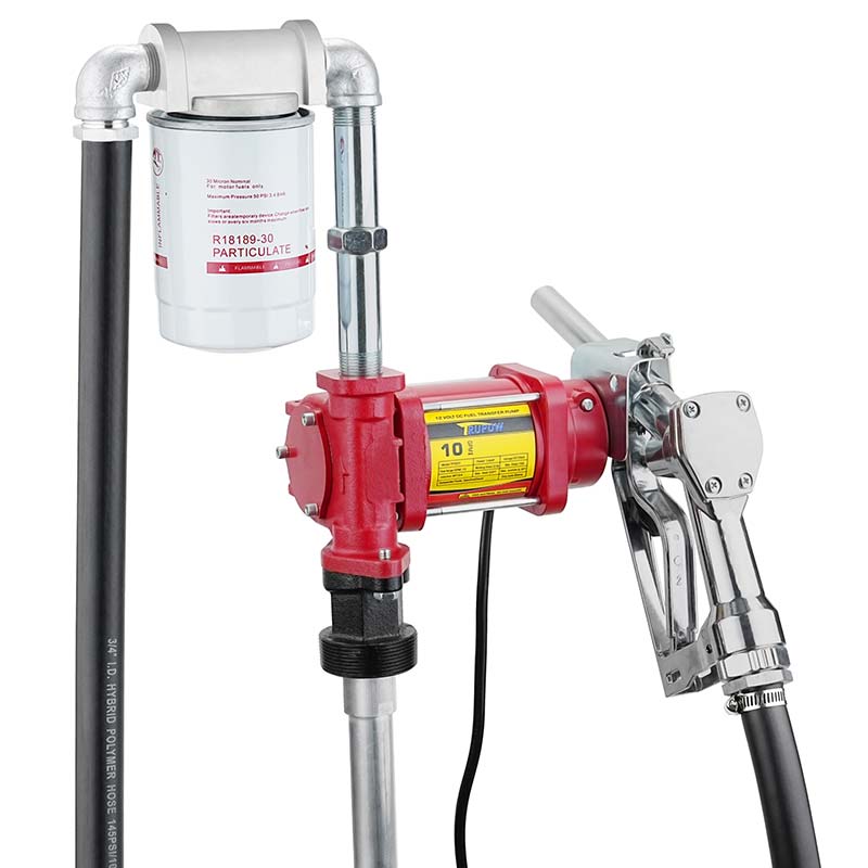 12V-ko erregai-gasolina transferitzeko ponpa-kita, pitarekin